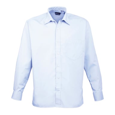 Premier Mens Poplin Long-Sleeved Shirt (Light Blue)