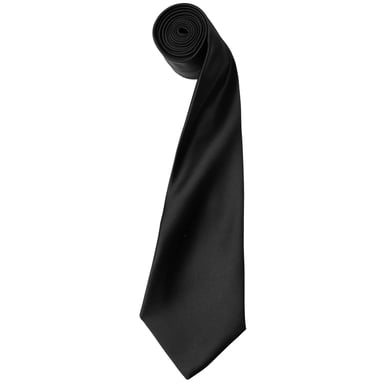 Premier Mens Plain Satin Tie (Narrow Blade) (Pack of 2) (Black)