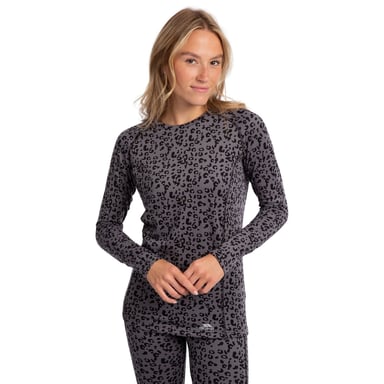 Trespass Womens/Ladies Elianne Leopard Print Base Layer Top (Dark Grey)