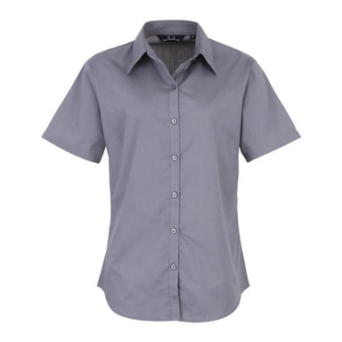 Premier Short Sleeve Poplin Blouse / Plain Work Shirt (Steel)