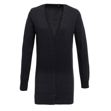 Premier Womens/Ladies Longline V Neck Cardigan (Charcoal)