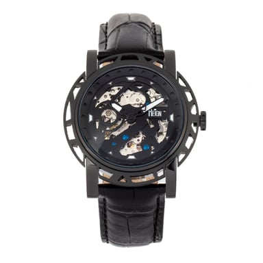 Reloj automático Reign Stavros con correa de cuero y esqueleto