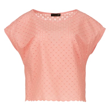 Coral Sleeveless Embroidered Top