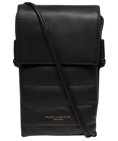 'Chloe' Black Leather Cross Body Phone Bag