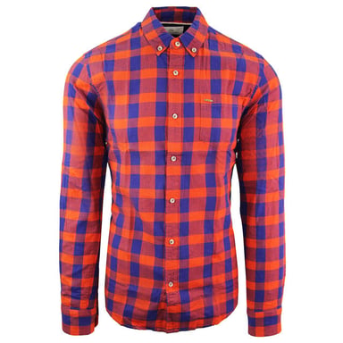 Scotch & Soda Camisa naranja de manga larga para hombre de corte regular de algodón a cuadros 101417 2C