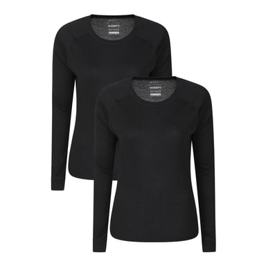 Mountain Warehouse Womens/Ladies Talus Thermal Base Layer Top (Pack of 2) (Black)