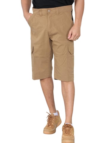 Shorts cargo de secado rápido con múltiples bolsillos para hombre en color caqui