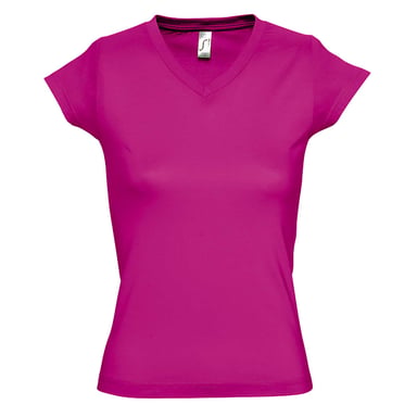 SOLs Womens/Ladies Moon V Neck Short Sleeve T-Shirt (Fuchsia)