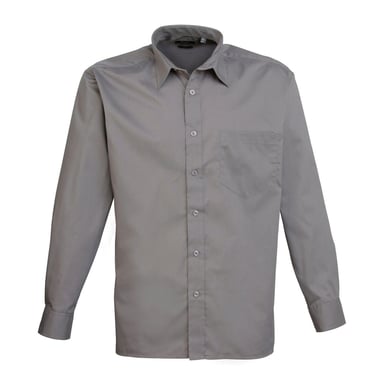 Premier Mens Poplin Long-Sleeved Shirt (Dark Grey)