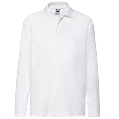 Fruit Of The Loom Childrens Long Sleeve 65/35 Pique Polo / Childrens Polo Shirts (White)