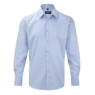 Russell Mens Herringbone Long Sleeve Work Shirt (Light Blue)