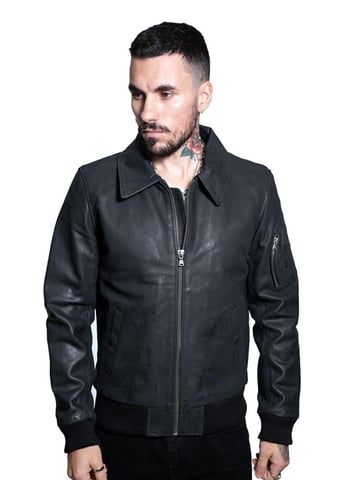 Cazadora bomber de piel de vaca A2 para hombre - Oslo
