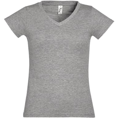 SOLs Womens/Ladies Moon V Neck Short Sleeve T-Shirt (Grey Marl)