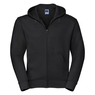 Russell Mens Authentic Full Zip Hooded Sweatshirt / Hoodie (Black)