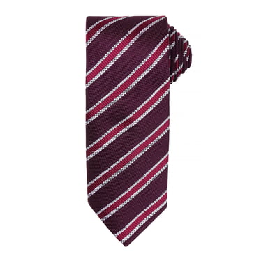 Premier Mens Waffle Stripe Formal Business Tie (Burgundy/ Aubergine)
