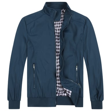Men's Bomber Jacket with Stand-Up Collar, Transitional Jacket for Autumn, Casual Sports Jacket Dark Blue