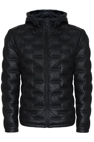 Chaqueta Bomber de Cuero Acolchada con Capucha para Hombre - Belem