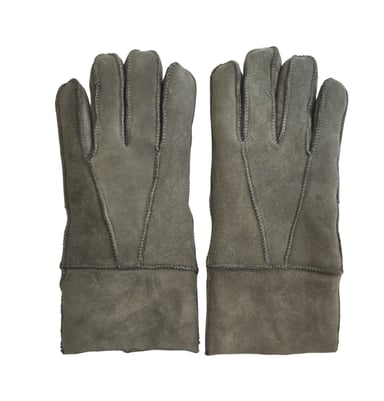Guantes unisex de piel de oveja gris con puños enrollables