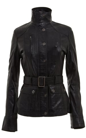 Chaqueta de motociclista de cuero de inspiración militar para mujer - Middleton
