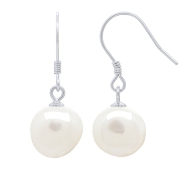 Hanging Earrings Real Cultured Freshwater Pearls Baroque 10-11 mm