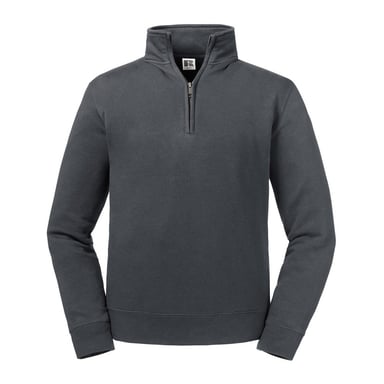 Russell Mens Authentic Zip Neck Sweatshirt (Convoy Grey)