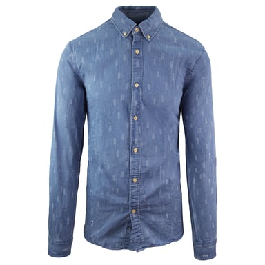 Camisa azul de manga larga para hombre Scotch & Soda Regular Fit en denim estampado