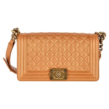 Chanel Quilted Medium Boy Flap Bag in Brown Lambskin Leather