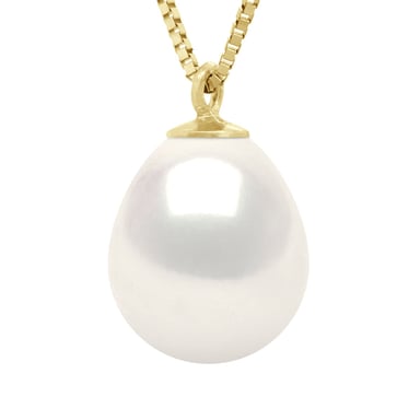 Necklace Real Cultured Freshwater Pearl Pear 9-10 mm