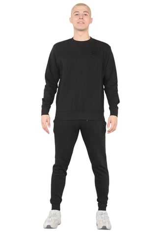 Chándal con logo bordado y cuello redondo MYT para hombre en negro