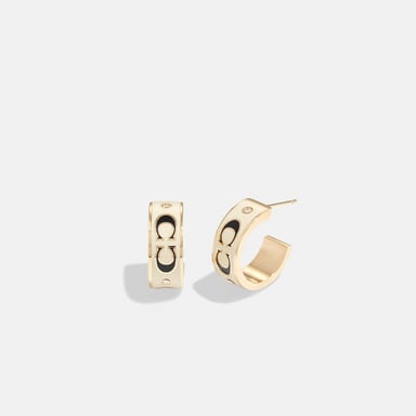 Kissing C Small Enamel Huggie Earrings