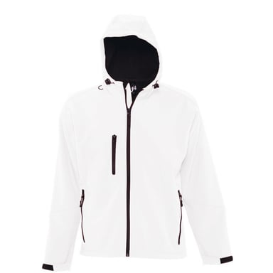SOLS Mens Replay Hooded Soft Shell Jacket (Breathable, Windproof And Water Resistant) (White)