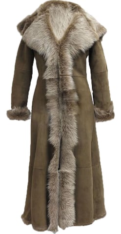 Gabardina con capucha de piel de oveja Toscana de ante para mujer - Rushden