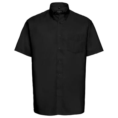 Russell Collection Mens Oxford Easy-Care Short-Sleeved Shirt (Black)