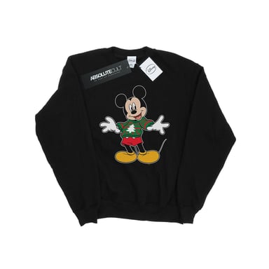Disney Mens Mickey Mouse Christmas Jumper Stroke Sweatshirt (Black)