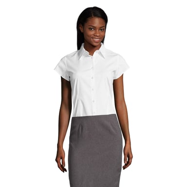 SOLS Womens/Ladies Excess Stretch Short-Sleeved Blouse (White)