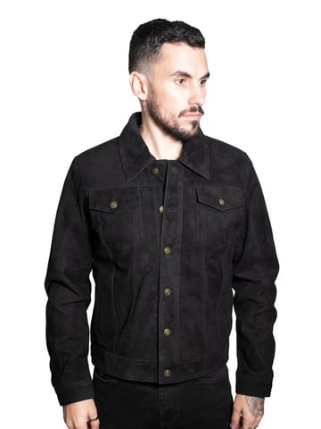 Chaqueta estilo camionero de piel de cabra para hombre - Taraz