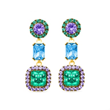 Pendientes Luxenter de Plata de Ley 925 con Circonita Multicolor acabados en oro amarillo de 18K