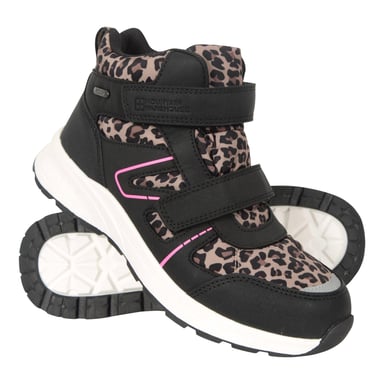 Mountain Warehouse Childrens/Kids Jupiter Adaptive Leopard Print Walking Boots (Black/Pink)