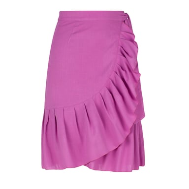 Falda cruzada con volante rosa