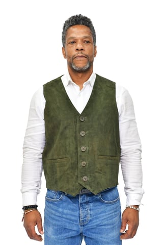 Chaleco clásico de piel de cabra de ante para hombre - Norwich