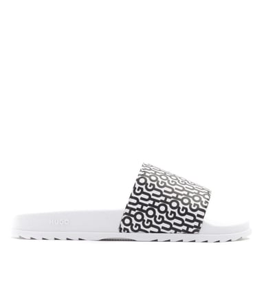 HUGO Chanclas con motivo del logo Match - Blanco