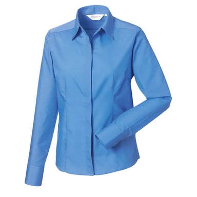 Russell Collection Womens/Ladies Polycotton Slim Long-Sleeved Shirt (Corporate Blue)