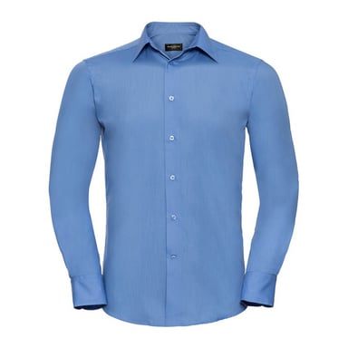 Russell Collection Mens Poplin Tailored Long-Sleeved Shirt (Corporate Blue)