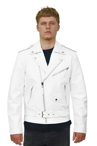 Chaqueta de motociclista de cuero con flecos para hombre - Tokio