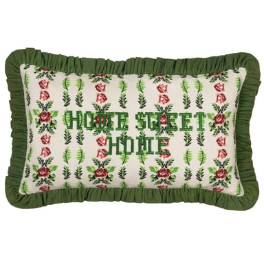 Funda de Cojín de Algodón Bordada Feeoni Hogar Dulce Hogar