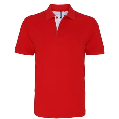 Asquith & Fox Mens Classic Fit Contrast Polo Shirt (Red/ White)