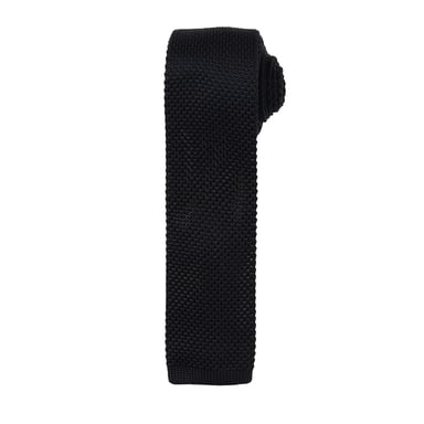 Premier Mens Slim Textured Knit Effect Tie (Pack of 2) (Black)