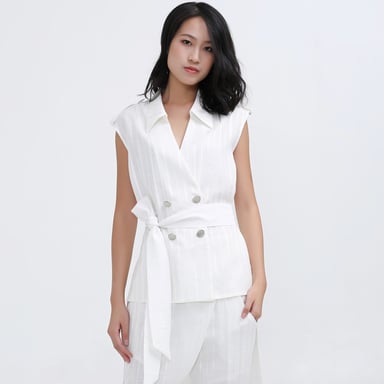Long Bi-Material Tailored Waistcoat