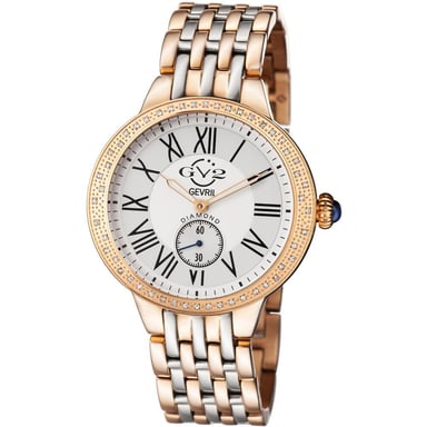 Reloj de acero inoxidable GV2 Astor para mujer con esfera blanca