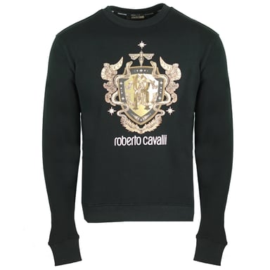 Roberto Cavalli Jersey RC Gold Shield Logo negro